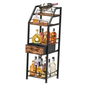 Wine Rack Freestanding Floor - 4-Tier Stepped Liquor Cabinet Bar Stand 4-tier - Picture 1 of 7
