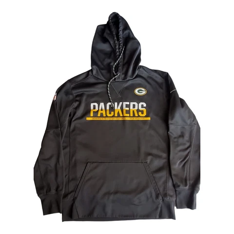NFL NIKE ONFIELD - Men's Therma-Fit Green Bay Packers Gray Hoodie - Size Medium Cover