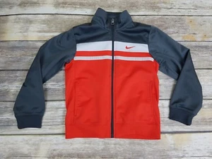 Nike Sportswear Full Zip Gray Orange Long Sleeve Jacket Children's Size 6 - Picture 1 of 7