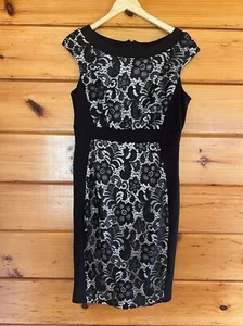 Jax Dress Size 10 Women's Lace Overlay Sleeveless Black Dress - Picture 1 of 5