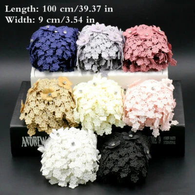 Beaded Trimming Lace Edge Fabric Embroidery Sewing Craft for Wedding Costume DIY - Image 1 of 4