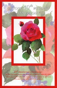 Nice 40TH ANNIVERSARY Card FOR COUPLE, Ruby Gemstone Rose 〰 Popular Greetings +✉ - Picture 1 of 4