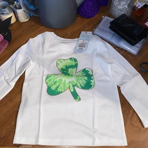Children’s White Long Sleeve T Shirt Shamrock St Patricks Patty’s Day Tie Die 2T - Picture 1 of 5
