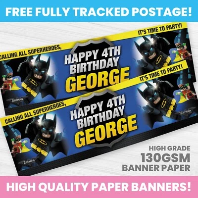 PERSONALISED BATMAN BIRTHDAY BANNER ANY NAME PHOTO PARTY BANNERS SUPERHERO - Image 1 of 3