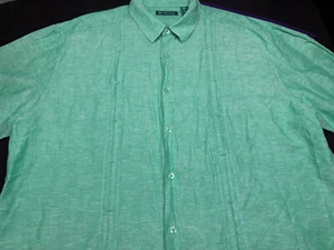 Cubavera Mens Lounge Button Short Sleeve Green Linen Cotton Shirt 2XL XX XXL - Picture 1 of 4