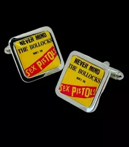 Unique! THE SEX PISTOLS CUFFLINKS never mind the bollocks PUNK original ALBUM - Picture 1 of 2