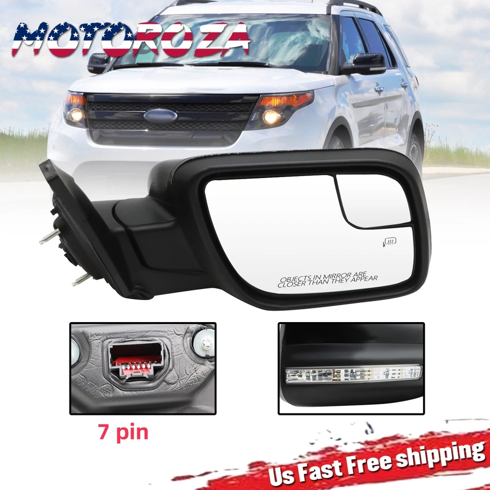 Charco de señal de espejo retrovisor de 7 pines del lado del pasajero térmico para Ford Explorer 2011-2015 Foto 1 de 4