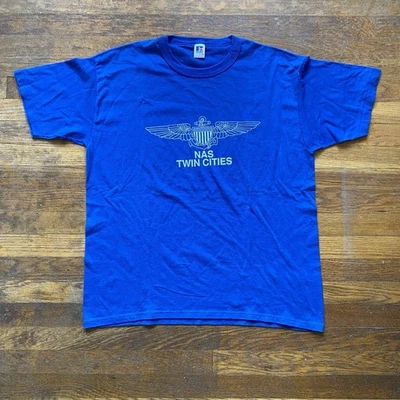 Camiseta Atlética Russell Vintage Años 90 XL Hecha en EE. UU. Ancla Náutica Azul Foto 1 de 4