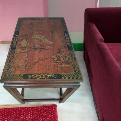 Mesa de centro/lateral china oriental de madera vintage pintada a mano 22"H  Foto 1 de 4