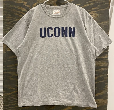 Vintage 90s Champion Fieldhouse UCONN Spellout T-Shirt XL Gray Basketball - Image 1 of 4