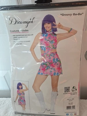 Groovy Hippie Niña Años 60 Retro Vestido/Cinturón Halloween Disfraz Mujer XL 160-180 LB Foto 1 de 4