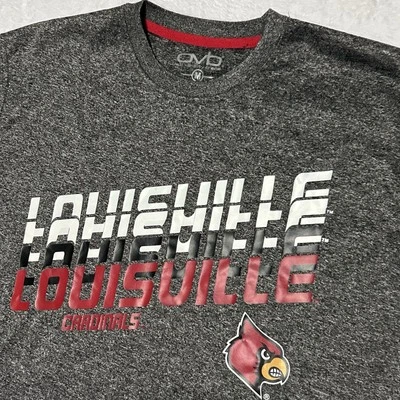 Louisville Cardinals Mens M Wicking Performance Base Layer NCAA Graphic Gray Red - Image 1 of 4