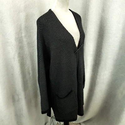 Cárdigan para mujer Jill mediano gris oscuro negro suéter bolsillos espiga en zigzag Foto 1 de 4