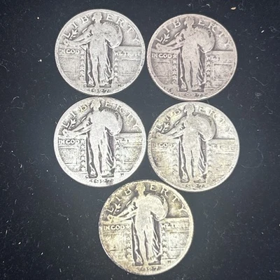 SASA Lot Of 5 1927-D Standing Liberty Quarters Better Dates - Image 1 of 2