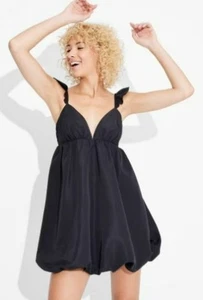 Mini Vestido Staud $395 Babydoll Dobladillo Burbuja Negro Nuevo con Etiquetas Talla 6 - Imagen 1 de 6