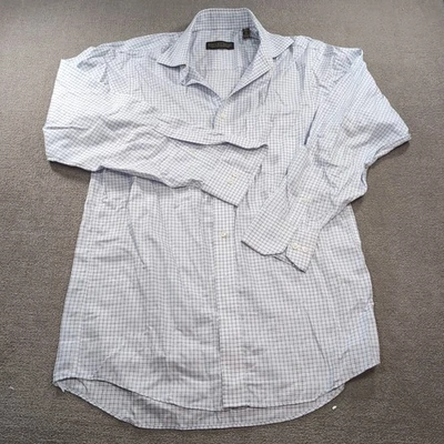 Donald J Trump Dress Shirt Mens 15 32/33 Signature Collection Blue Windowpane  - Image 1 of 4