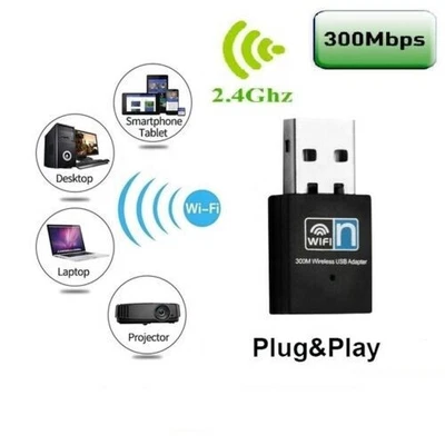 Mini WiFi Wireless Adapter WLAN 300 Mbit 802.11b/g/n USB Stick Dongle DEU - Bild 1 von 4