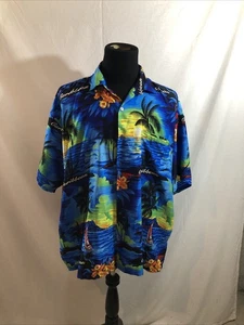 Rima Beachwear Blue “Caribbean“ Short Sleeve Button Up - Men’s 2XL, Chest 29” - Picture 1 of 4