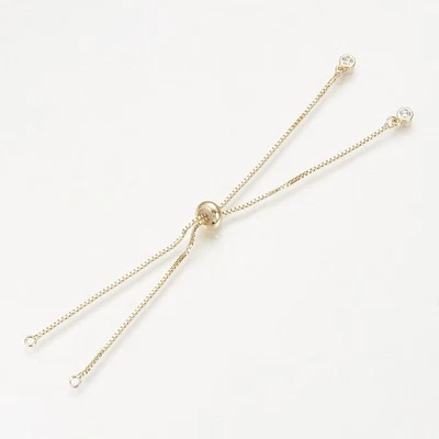 Pulseira ajustável 5 peças 24 cm redonda latão deslizante pulseira de elos de ouro para joias - Imagem 1 de 4