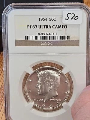 1964 Pf 67 Ultra Cameo Kennedy Half Dollar Ngc - Image 1 of 3