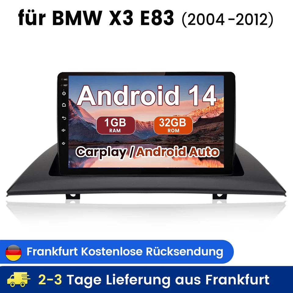 9" Car Stereo Android14 For BMW X3 E83 2004-2012 CarPlay GPS BT FM Radio SWC 32G - Image 1 of 4