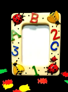 Rainbow Mountain Lady Bug Butterfly Kids Picture Frame Holds 2 x 3 In. Photo - Picture 1 of 14