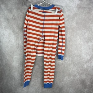 Hanna Andersson Orange Striped Long Johns Pajama Set Size 6-7 - Picture 1 of 5