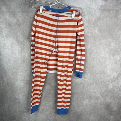 Juego de pijama largo a rayas naranja Hanna Andersson talla 6-7 Foto 1 de 4