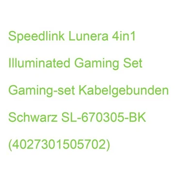 Speedlink Lunera 4in1 Illuminated Gaming Set Gaming-set Kabelgebunden Schwarz SL - Bild 1 von 2