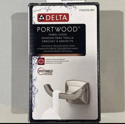 Gancho para toallas Delta Portwood en níquel cepillado SpotShield PWD35-BN ¡ENVÍO GRATUITO! Foto 1 de 3