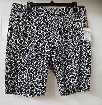 NUEVO: Pantalones Cortos Burmudas Mujer ELLE Tiro Medio Talla: GRANDE Color: Patrón Negro Foto 1 de 4