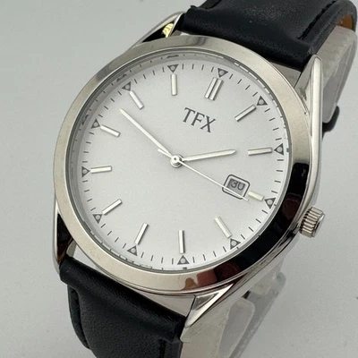 Unused TFX by Bulova Quartz Watch 36B104 Men Silver leather Date New Battery - Image 1 of 4
