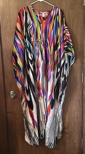 NWT Winlar Colorful Striped Caftan Dress One Size - Picture 1 of 8