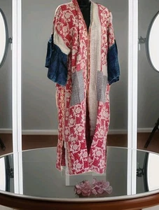 NWT! JADED GYPSY kantha clothing Duster denim Ruffle Sleeves Boho pockets - Picture 1 of 2