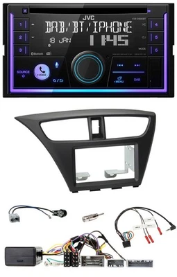 JVC Lenkrad USB 2DIN DAB Bluetooth CD Autoradio für Honda Civic ab 12 schwarz - Bild 1 von 4