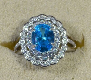 NEON APATITE SIM-WHITE DIAMOND SIMS-BELLA LUCE(r) SIZE 6 RING-RHOD/STER SILV - Picture 1 of 4