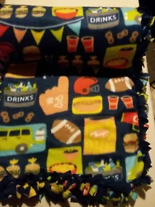 Gameday Football NEW WARM HANDMADE 2 layer fringe tie blanket/throw 5' X 7' - Picture 1 of 4