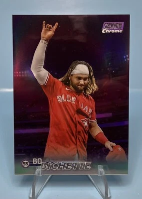 2023 Topps Stadium Club • Bo Bichette Chrome Purple Refractor  /75 - Image 1 of 3