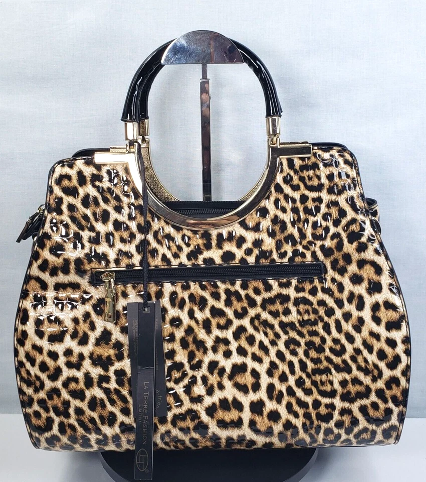 Bolso Bandolera de Mano La Terre Moda Limitado Estampado de Leopardo Cuero Vega Nuevo con Etiquetas Foto 1 de 4