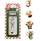 4pc Xmas Metal Ring Set Party Favors Bag Fillers Kids Adjustable Jewellery Decor
