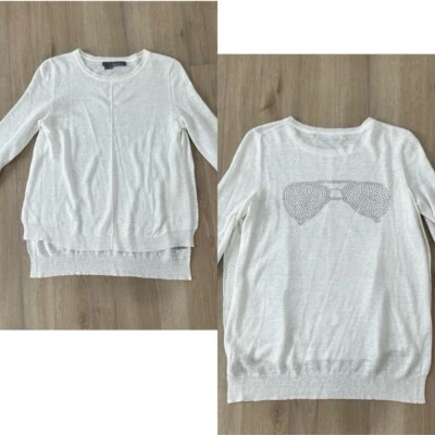 360 SWEATER  linen lightweight sweater studded sunglasses Beach white XS - Image 1 of 4