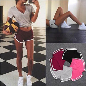 Women Homewear Yoga Shorts Sport Hot Pants Shorts Solid Elastic Waist High Waist