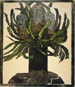 West Australian Banksia  [woodcut] : Margaret Preston :  1929 :  Art Print - Picture 1 of 2