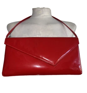 L.K.BENNETT BAG RED PATENT LEATHER FLAP FRONT NEW - Picture 1 of 21