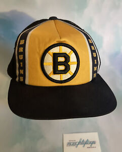 Boston Bruins CCM Pro OK’d Mesh Back Retro Foam Hockey Snapback Hat RARE