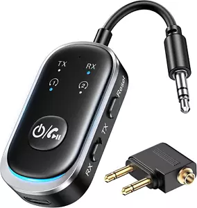 Bluetooth 5.3 Transmitter and Receiver 2 in 1, Airplane Bluetooth Adapter for Ai - Picture 1 of 12