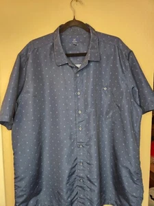 George Men's and Big Men's Polyester Button Up Shirt 2XL 50-52 Blue  - Picture 1 of 4