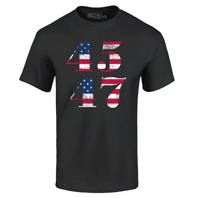 CUSTOM OR SHOP4EVER 45 47 American Flag Donald Trump 2024 T-shirt MAGA ReElect Gift Vote Tee Shirts