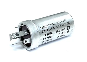 INDUSTRIAL MIDWEC 30B161, Capacitor, 4MFD-300VDC, 25MFD-2VDC, Case Common Neg. - Picture 1 of 1
