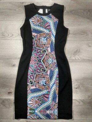 Nicole Miller Paisley Sleeveless Sheath Dress Womens Small Stretch Knee Length - Image 1 of 4